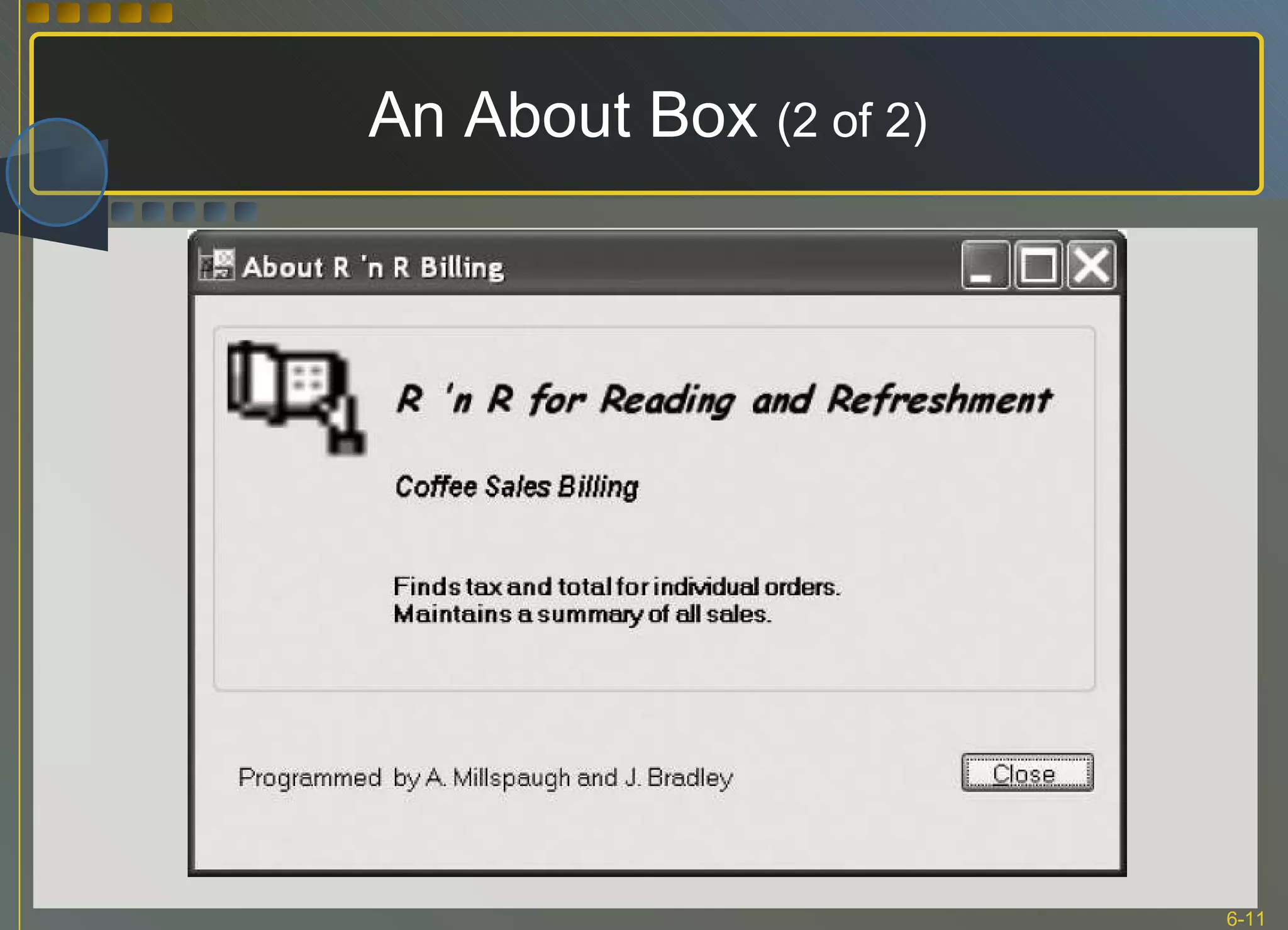 An About Box  (2 of 2) 