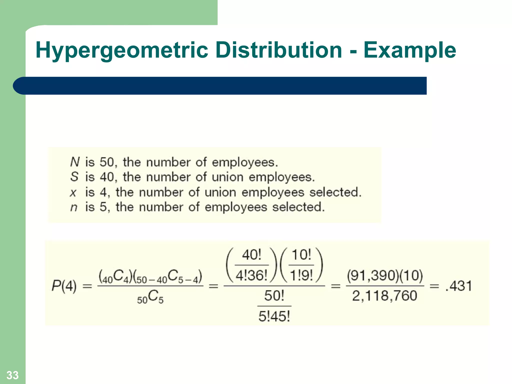 Hypergeometric Distribution - Example 