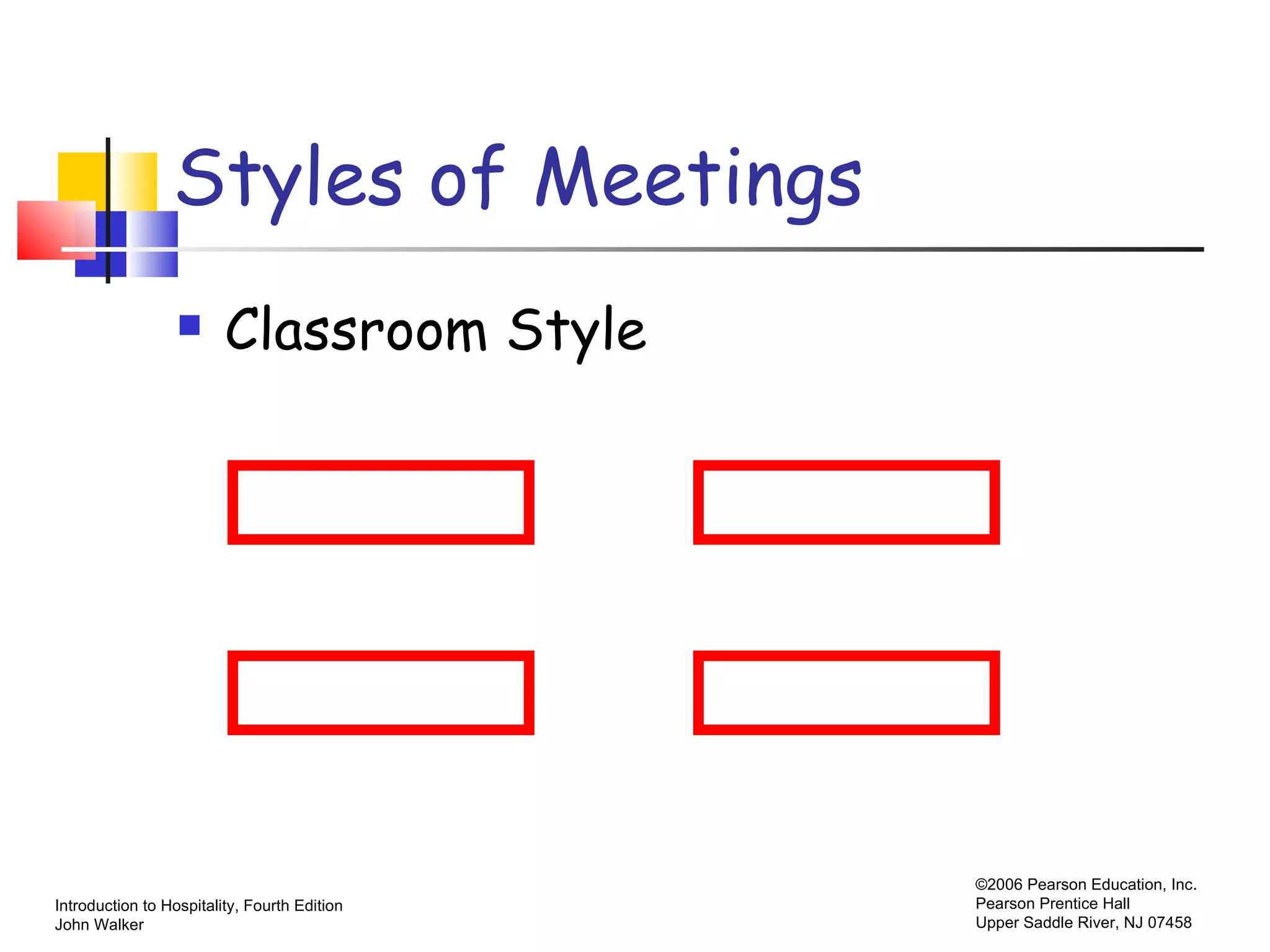 Styles of Meetings Classroom Style 