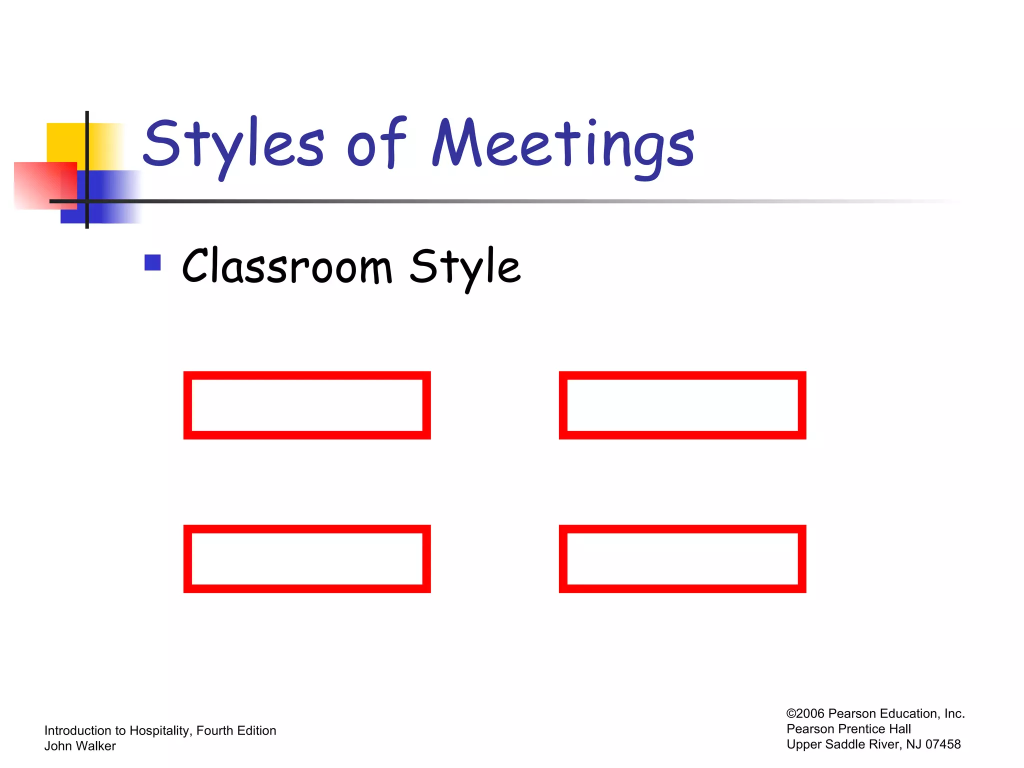 Styles of Meetings Classroom Style 