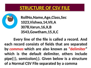 Chapter 06 CSV Files.pptx for class 12 cbse | PPTX