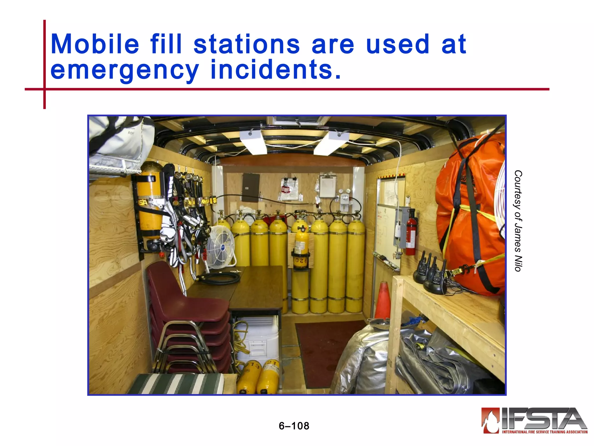 Mobile fill stations are used at
emergency incidents.
6–108
CourtesyofJamesNilo
 