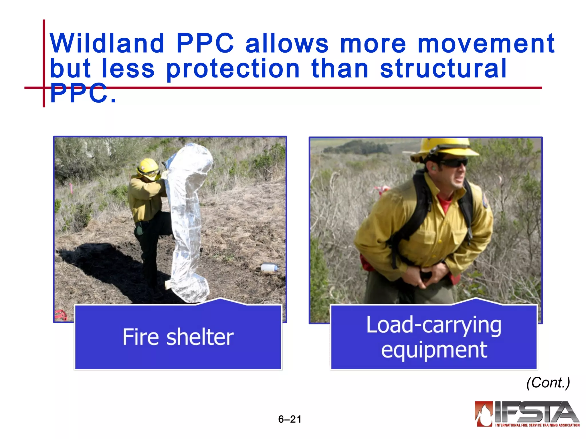 Wildland PPC allows more movement
but less protection than structural
PPC.
6–21
(Cont.)
 