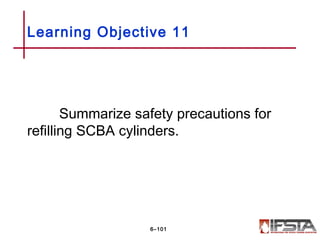 Summarize safety precautions for
refilling SCBA cylinders.
Learning Objective 11
6–101
 