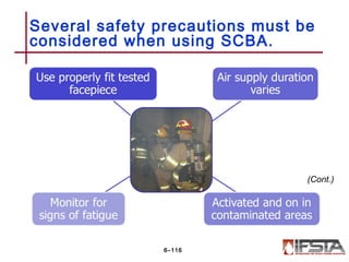Several safety precautions must be
considered when using SCBA.
6–116
(Cont.)
 