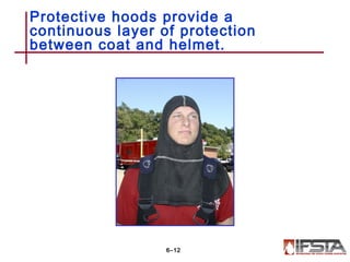 Protective hoods provide a
continuous layer of protection
between coat and helmet.
6–12
 