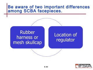 Be aware of two important differences
among SCBA facepieces.
6–84
 