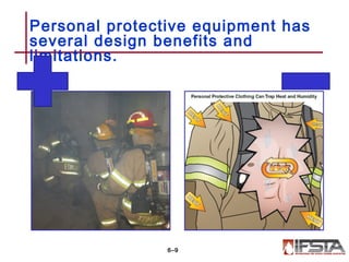 Personal protective equipment has
several design benefits and
limitations.
6–9
 