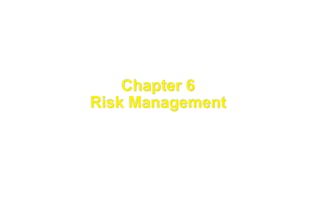 1
These courseware materials are to be used in conjunction with Software Engineering: A Practitioner’s Approach, 5/e and are
provided with permission by R.S. Pressman & Associates, Inc., copyright © 1996, 2001
Chapter 6
Risk Management
 