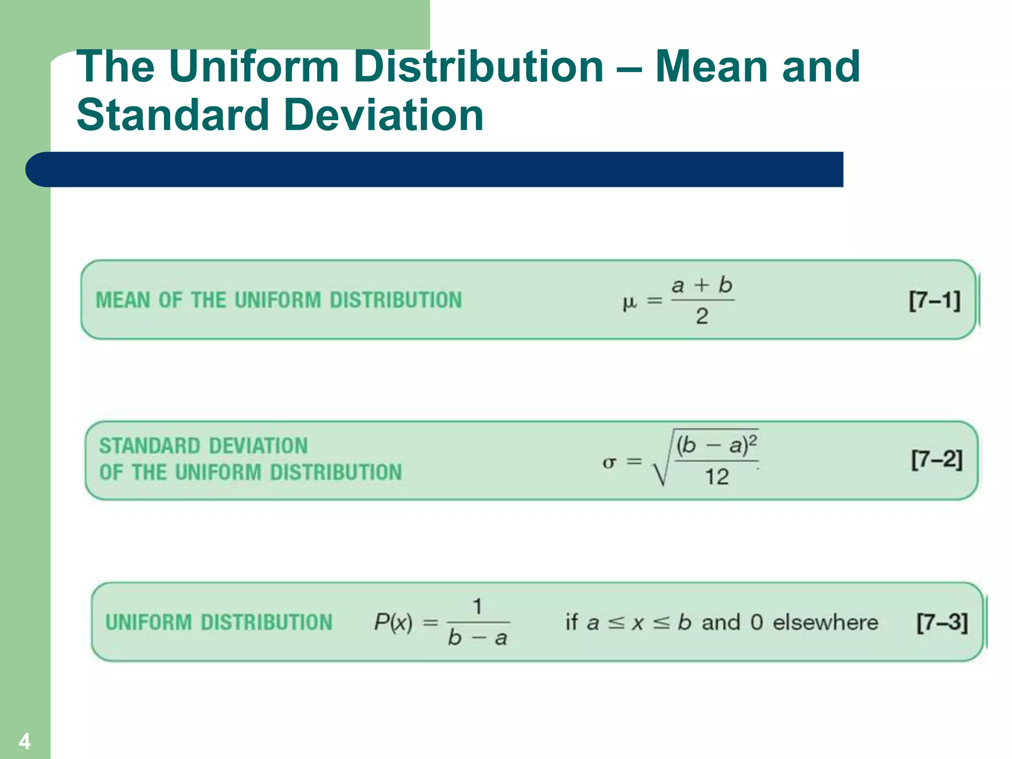 4The Uniform Distribution – Mean and Standard Deviation