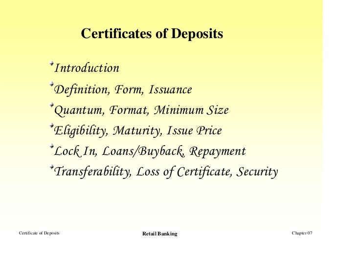 Certificates Of Deposits
