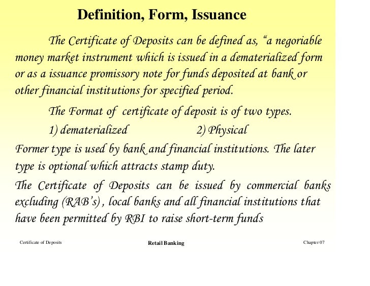 Certificates of Deposits