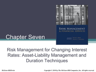 Chapter Seven
Risk Management for Changing Interest
Rates: Asset-Liability Management and
Duration Techniques
Copyright © 2010 by The McGraw-Hill Companies, Inc. All rights reserved.McGraw-Hill/Irwin
 