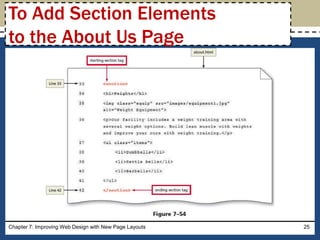 Chapter 7: Improving Web Design with New Page Layouts 25
To Add Section Elements
to the About Us Page
 