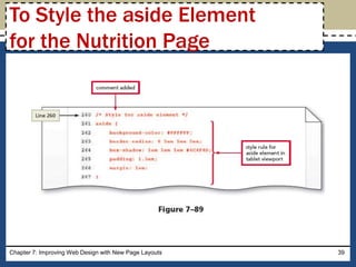 Chapter 7: Improving Web Design with New Page Layouts 39
To Style the aside Element
for the Nutrition Page
 
