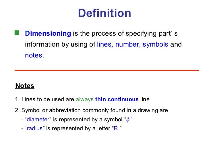 Engineering Drawing: Chapter 07 dimensioning