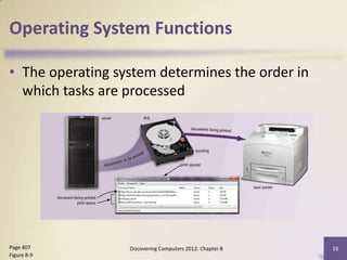 Operating System Functions

• The operating system determines the order in
  which tasks are processed




Page 407          Discovering Computers 2012: Chapter 8   15
Figure 8-9
 