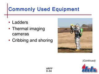 ARFF
8–54
Commonly Used Equipment
• Ladders
• Thermal imaging
cameras
• Cribbing and shoring
(Continued)
 