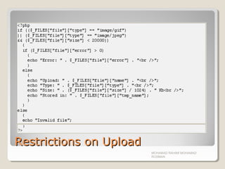 Restrictions on UploadRestrictions on Upload
MOHAMAD RAHIMI MOHAMAD
ROSMAN
 