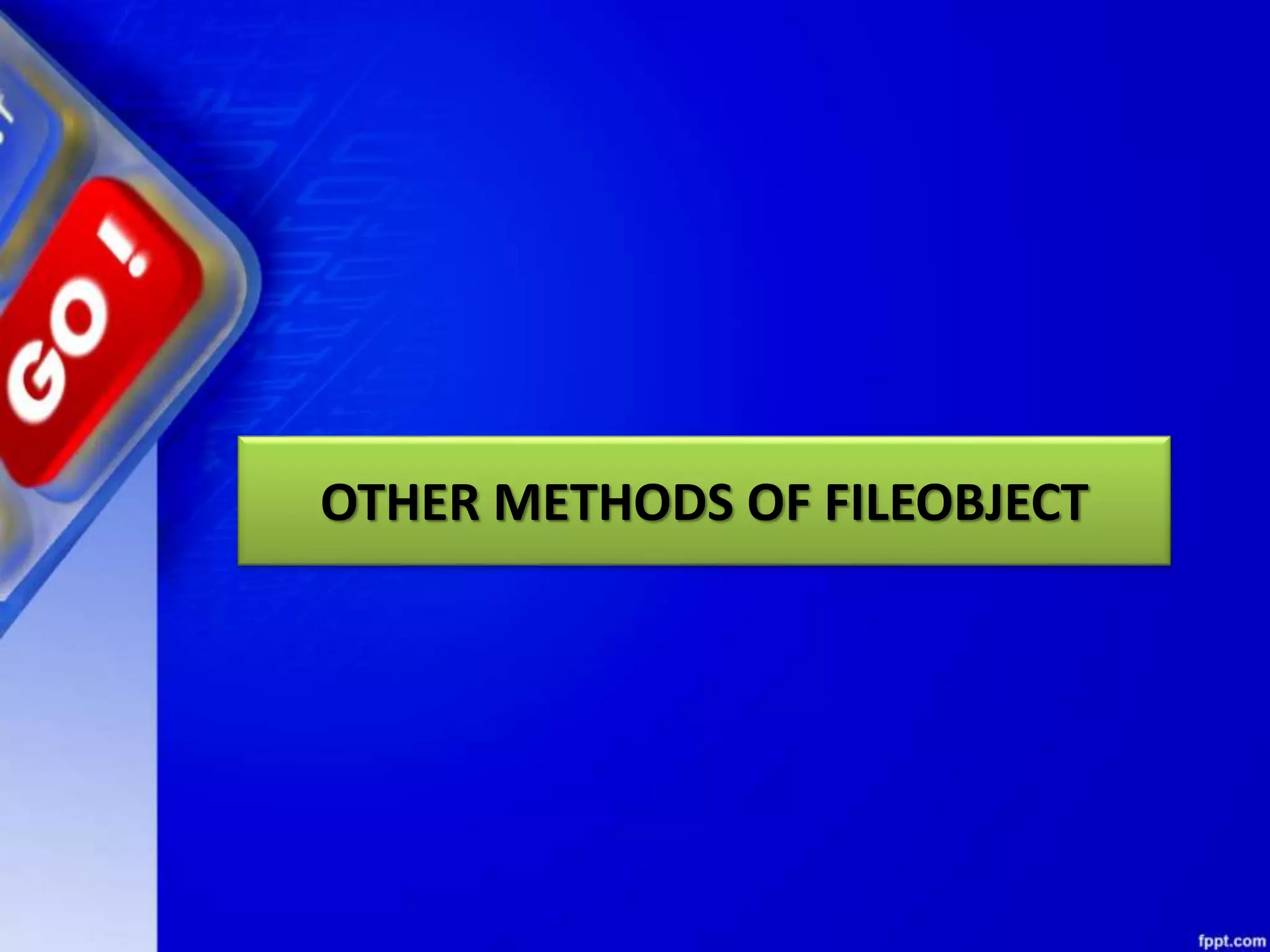 OTHER METHODS OF FILEOBJECT 