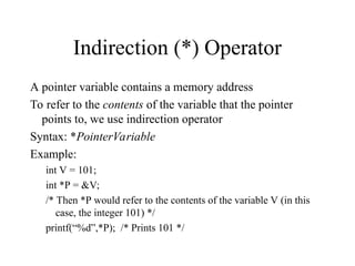 Pointers definition syntax structure use | PPT