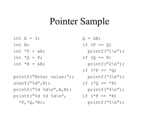 Pointers definition syntax structure use | PPT