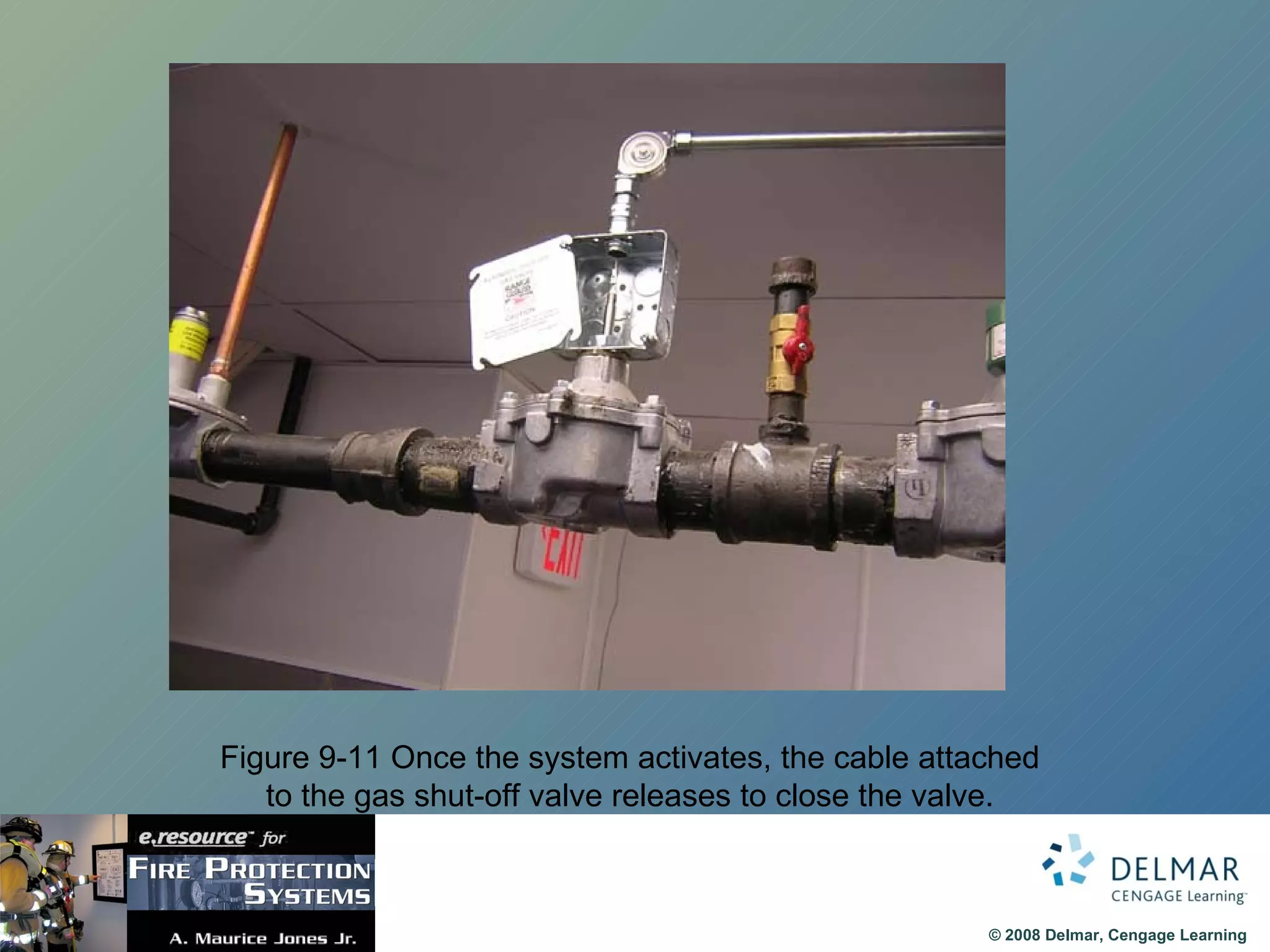 Figure 9-11 Once the system activates, the cable attached to the gas shut-off valve releases to close the valve. 