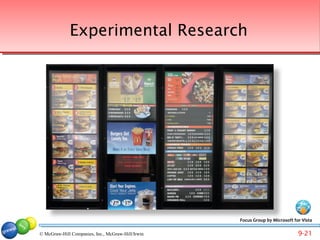 Experimental Research




                                                   Focus Group by Microsoft for Vista

© McGraw-Hill Companies, Inc., McGraw-Hill/Irwin                              9-21
 
