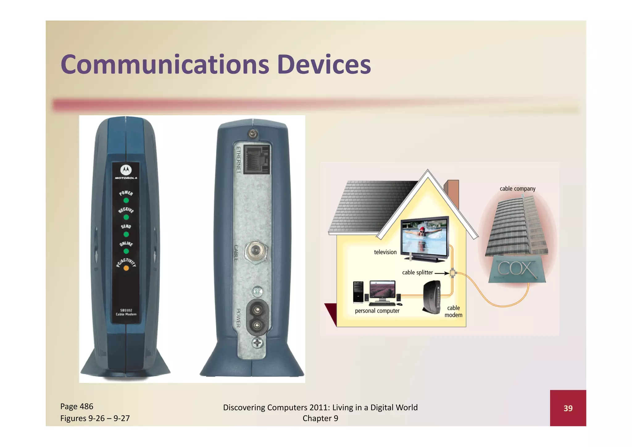 Communications Devices
Communications Devices




Page 486              Discovering Computers 2011: Living in a Digital World    39
Figures 9‐26 – 9‐27                       Chapter 9
 