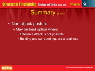 9
             Summary (4 of 4)
• Non-attack posture
  – May be best option when:
    • Offensive attack is not possible
    • Building and surroundings are a total loss
 