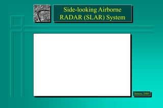 Side-looking Airborne
RADAR (SLAR) System
Jensen, 2000
 
