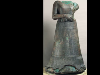 Figure 2-19   Statue of Queen Napir-Asu, from Susa, Iran, ca. 1350–1300 BCE. Bronze and copper, 4’ 2 3/4” high. Louvre, Paris.  