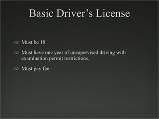 Drivers Education Ch.1 | PPT
