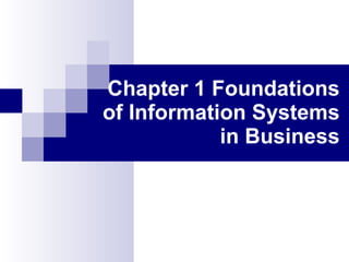 Chapter 1 Foundations of Information Systems in Business 