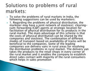 PopulationOccupation PatternIncome GenerationLocation of rural populationExpenditure PatternLiteracy LevelLand DistributionLand Use PatternIrrigationDvpt ProgrammesInfrastructure Facilities- Rural Electrification                                    - Rural Communication :i)   Road Network                                                                         ii)  Rail Network                                                                        iii)  Cinema Houses                                                                            iv)  Television                                                                         v)  Postal Systemrural market environment