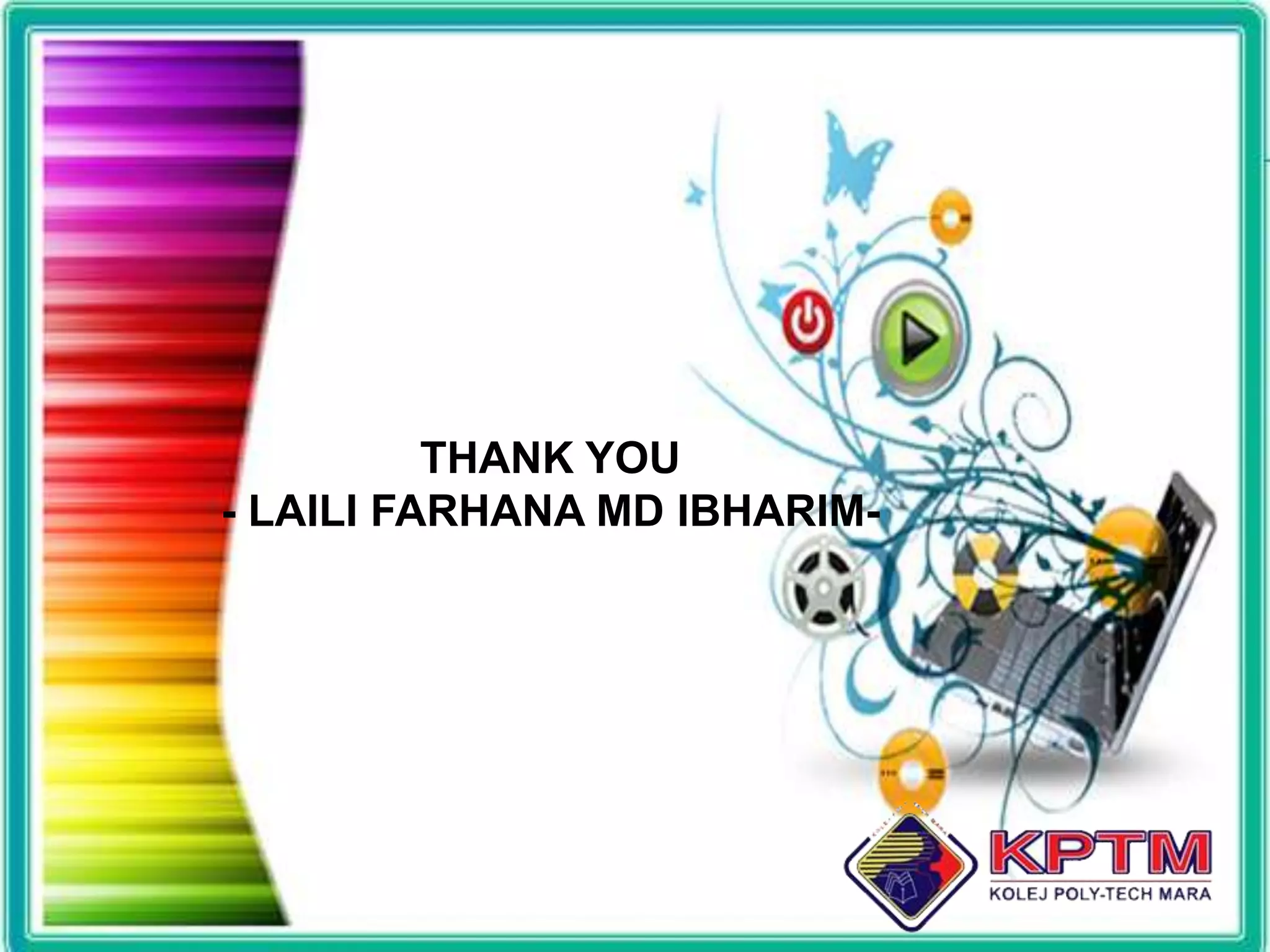 MM ELEMENTS : GRAPHIC Graphical images can be used to add emphasis, direct attention, illustrate concept and provide a background for the content.2 types of graphics: Vector – represent an image as    a geometric shape made up of     straight lines, ovals and arcs. Bitmap – represent graphic image   as an array of dots (pixel)File formats are TIFF, BMP, PCX, PICT, JPEG, GIF and PNG