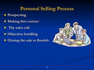 Personal Selling Process Prospecting Making first contact The sales call Objection handling Closing the sale  to flourish 