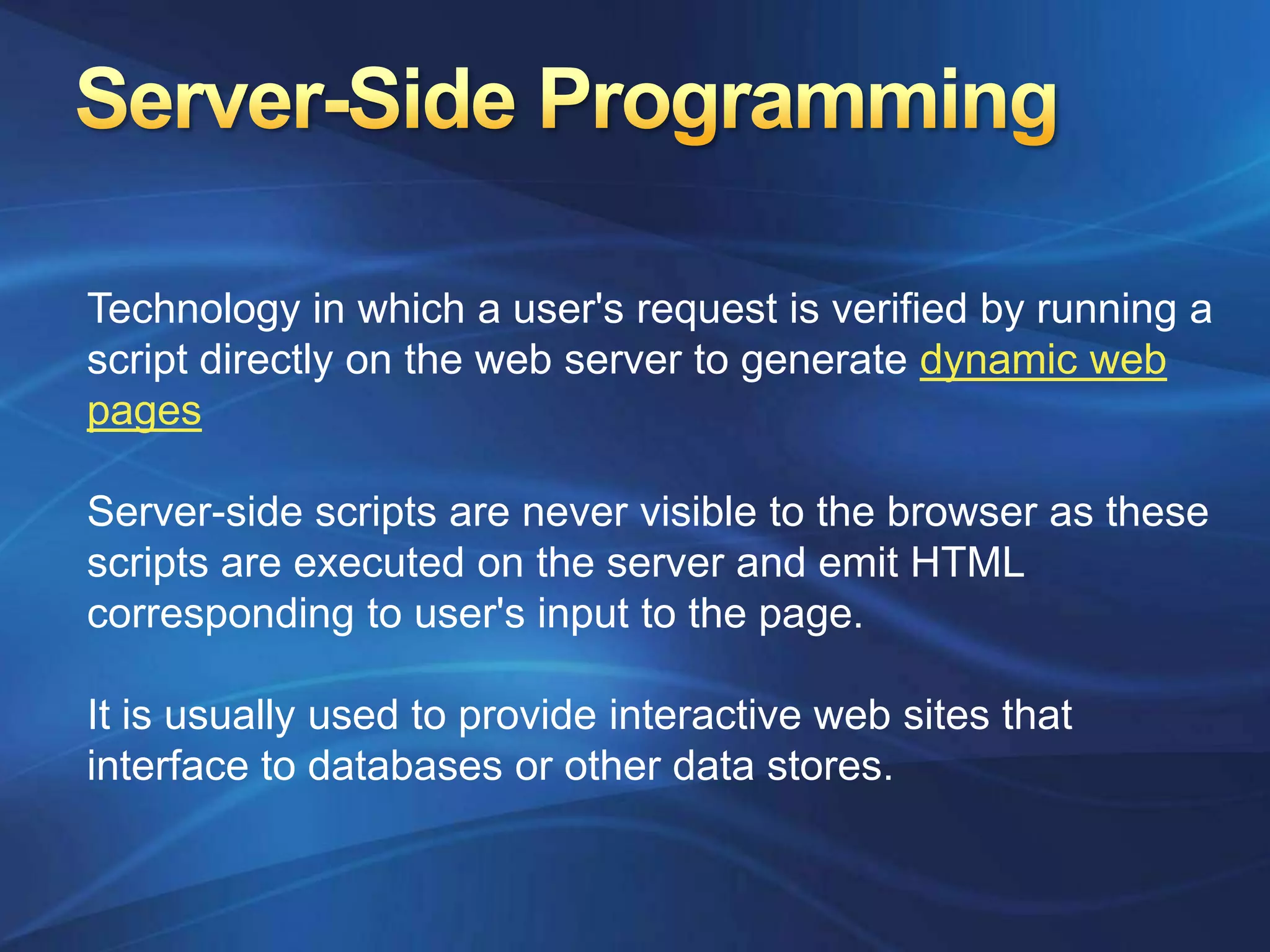 Client Side programming