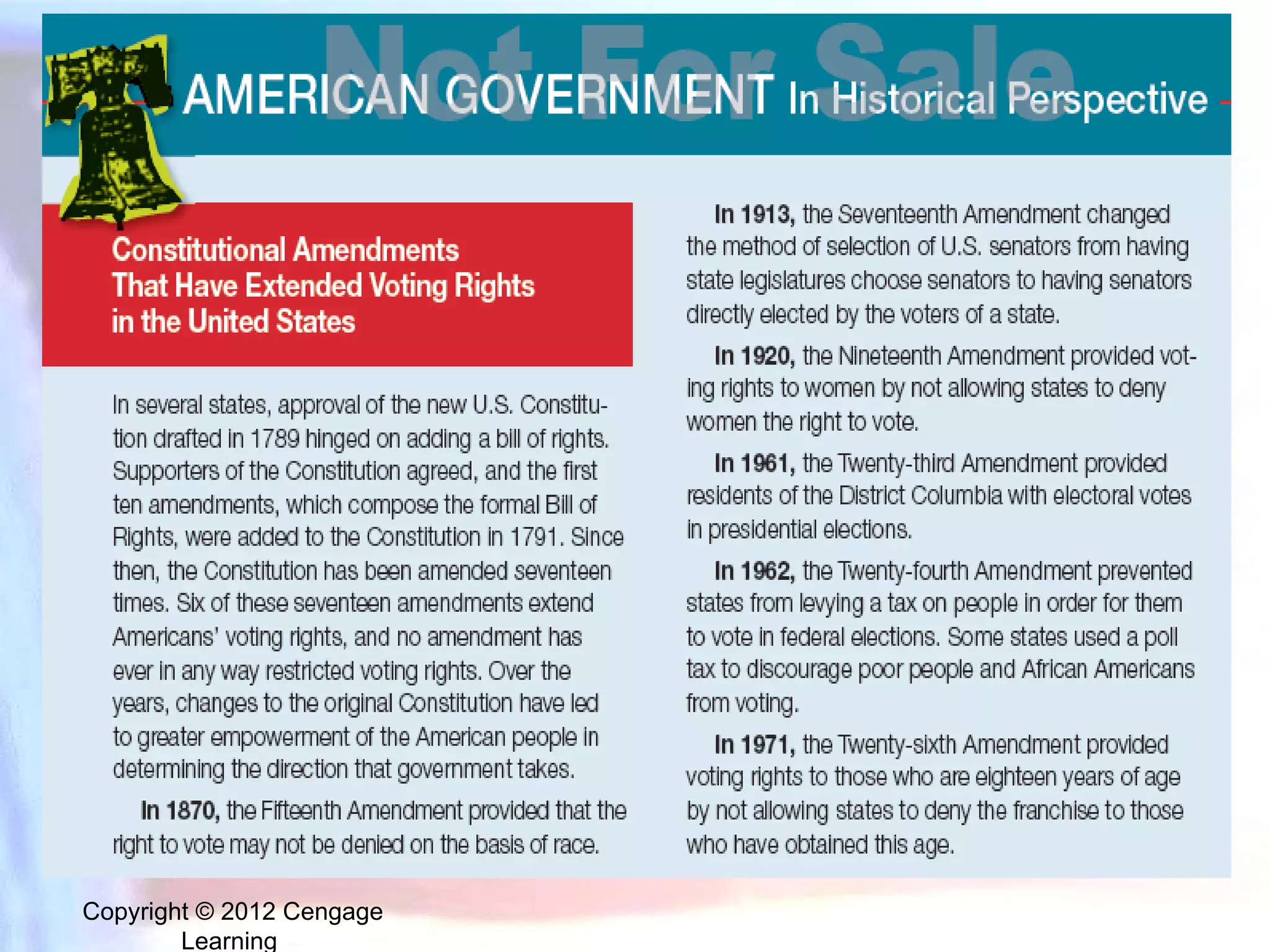 Copyright © 2012 Cengage Learning  