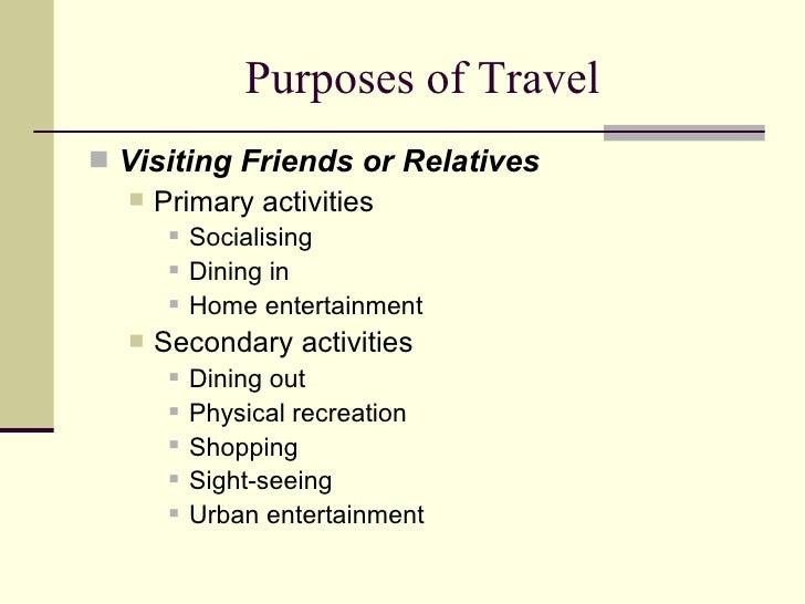 purpose of travel tourism