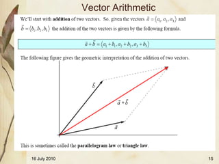 Vector Arithmetic




16 July 2010                       15
 