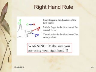 Right Hand Rule




16 July 2010                     49
 
