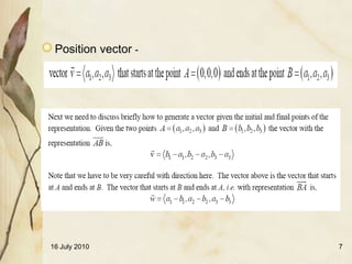 Position vector -




16 July 2010         7
 