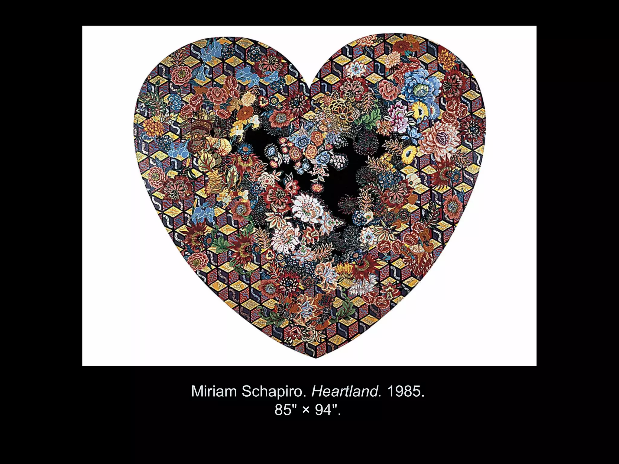 Miriam Schapiro. Heartland. 1985.
           85" × 94".

Copyright ©2011, ©2009 Pearson Prentice Hall Inc.
 
