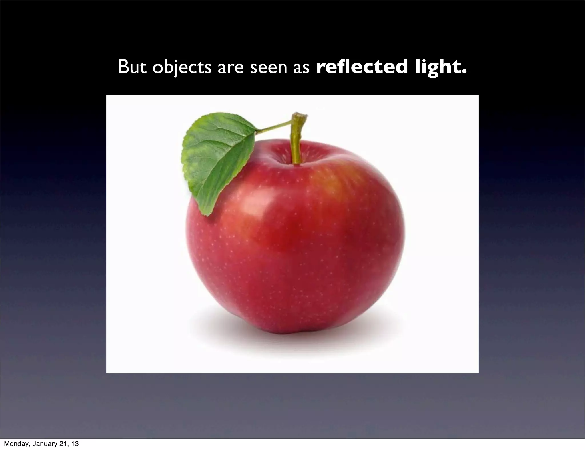 But objects are seen as reflected light.
 