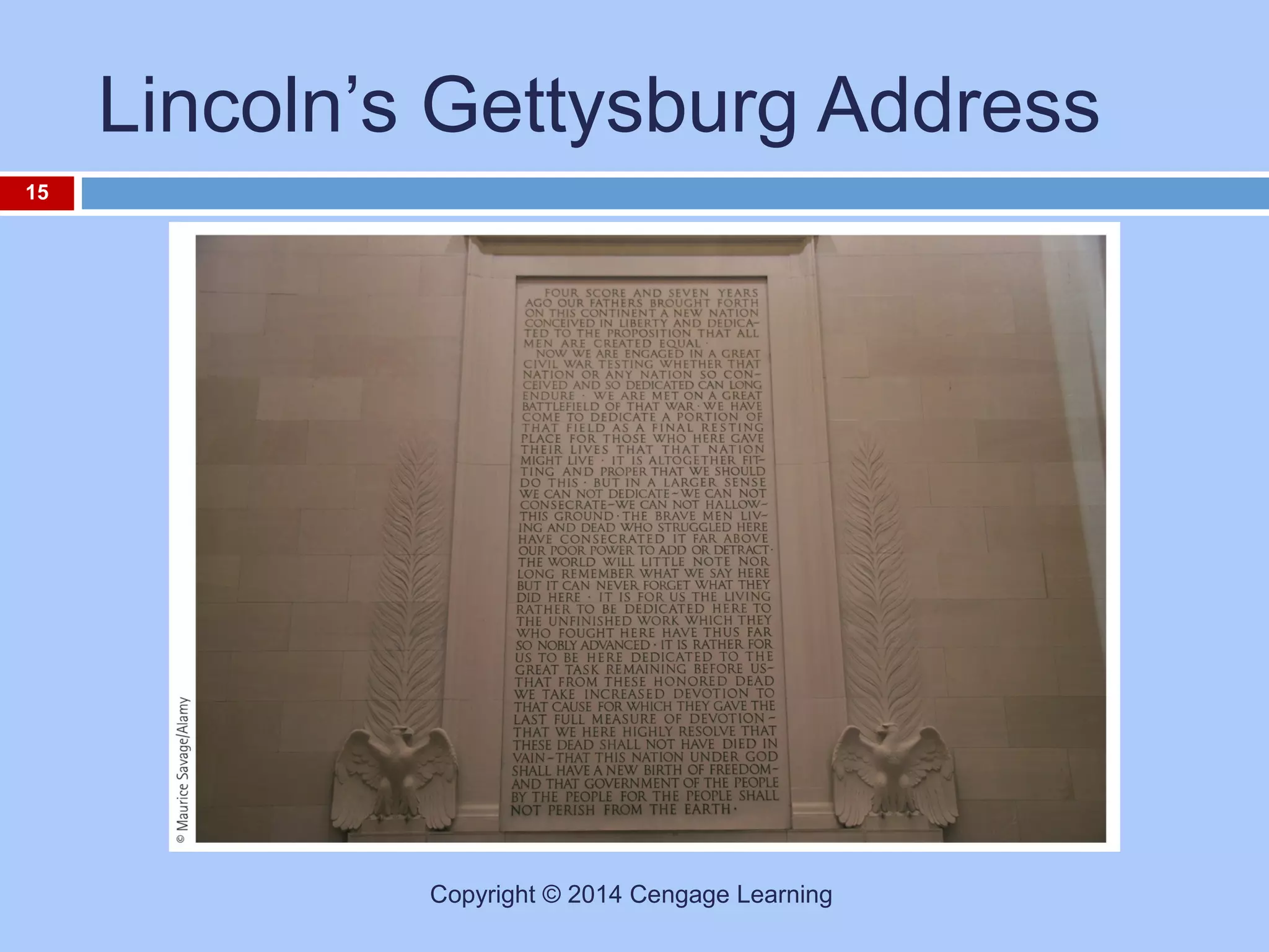 Lincoln’s Gettysburg Address
15

Copyright © 2014 Cengage Learning

 