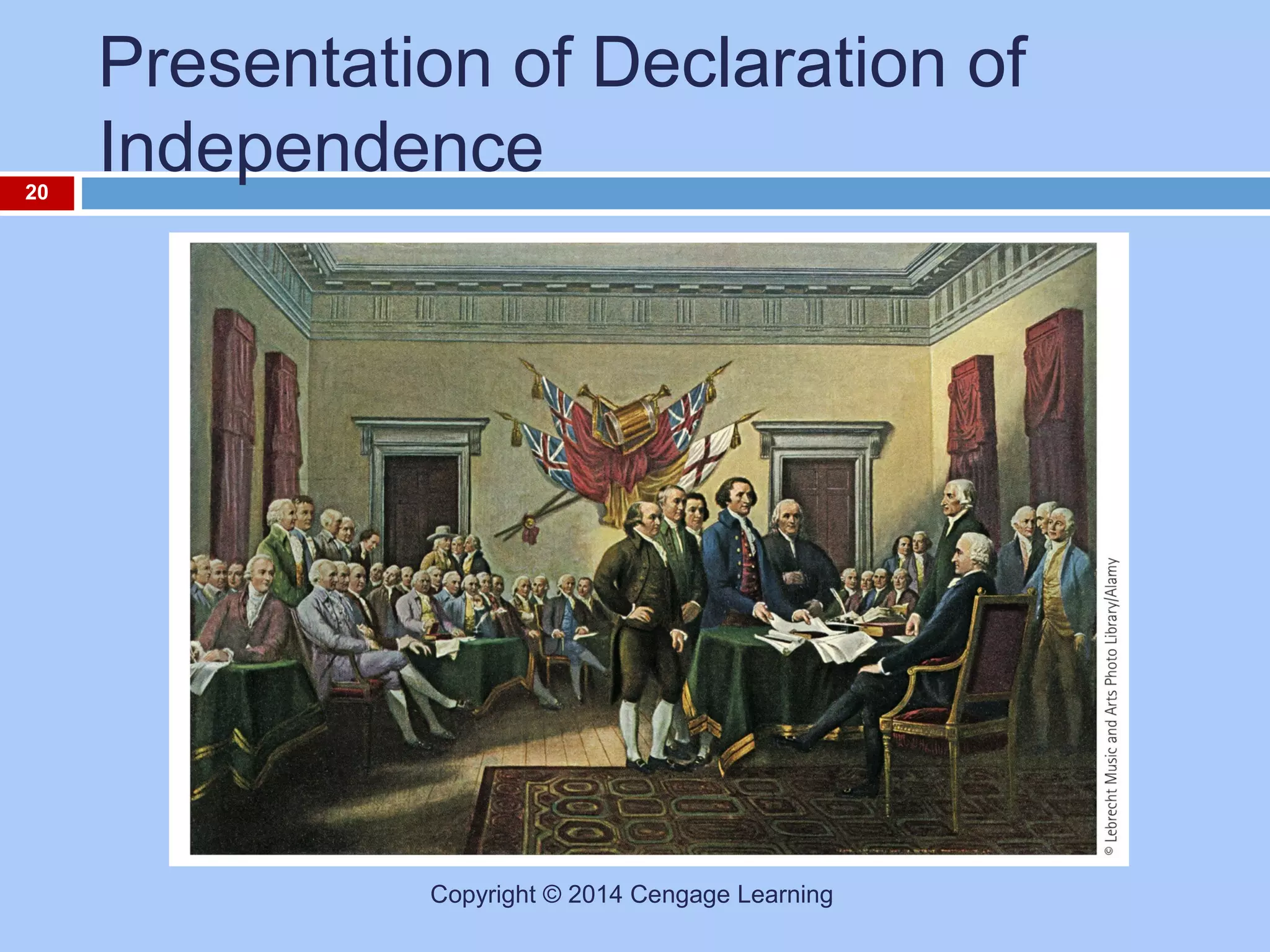 20

Presentation of Declaration of
Independence

Copyright © 2014 Cengage Learning

 