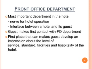role of front office in hotel