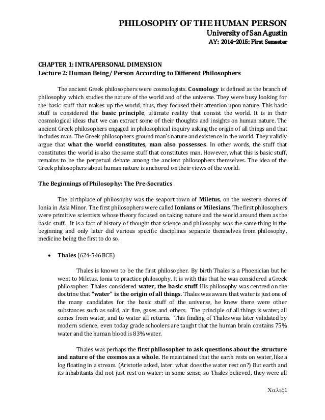 Chapter 1 Lecture 2 Human Being According To