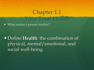 Chapter 1 Wellness | PPTX